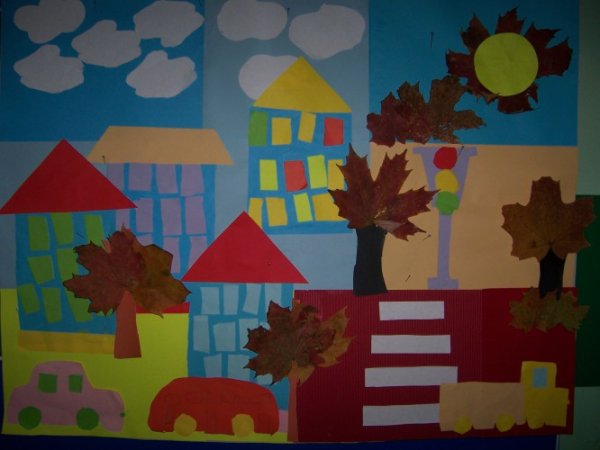 Аппликация осенний город