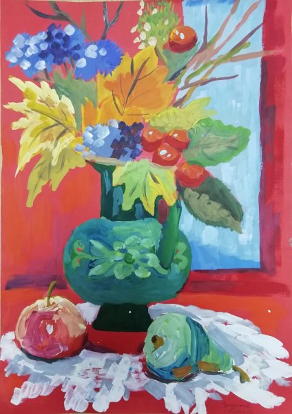 Осенний натюрморт гуашью