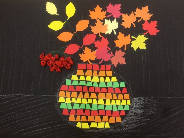 Объёмная аппликация из бумаги осенний букет