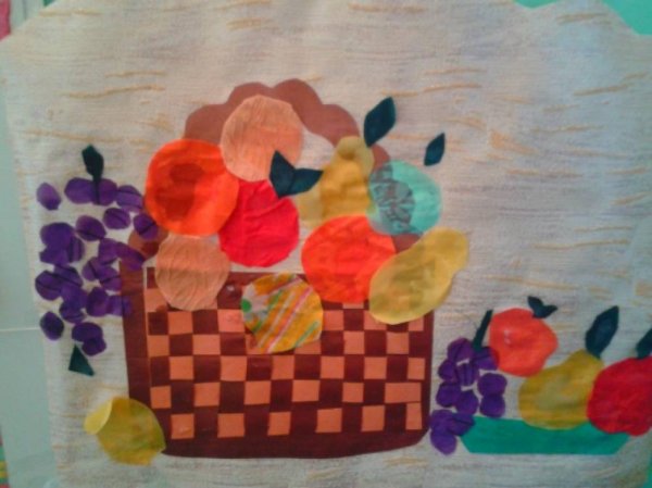 Отрывная аппликация корзина с фруктами