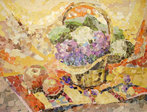 Декоративный натюрморт в технике коллаж