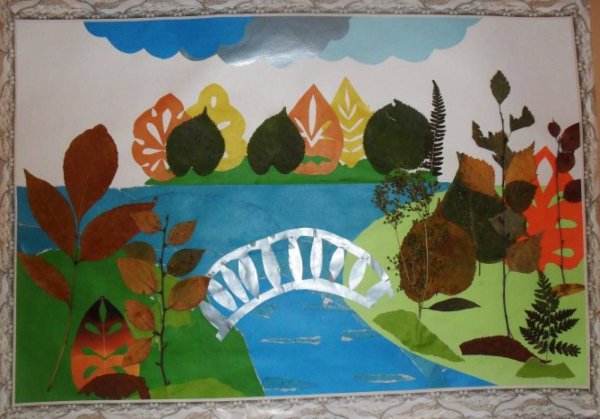 Пейзажи с элементами коллажа и аппликации