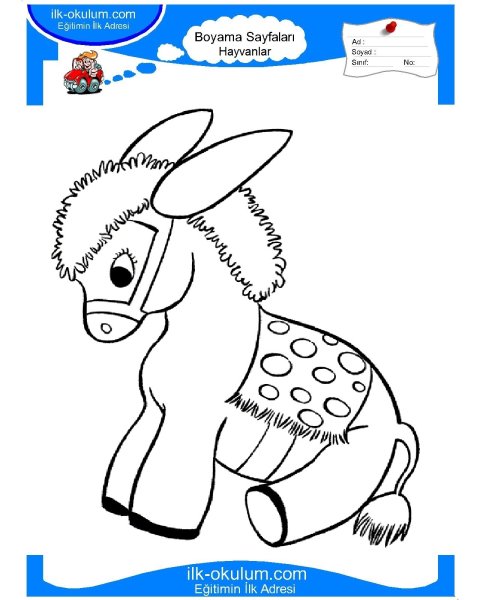 Ослик раскраска