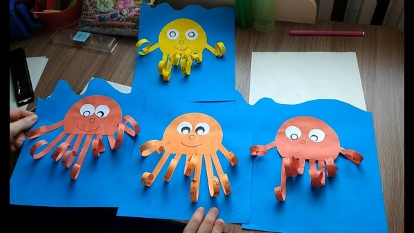Осьминог поделка для детей из бумаги