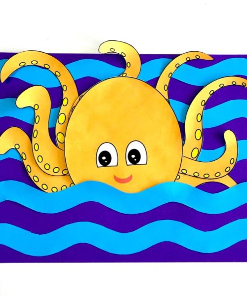 Осьминог из цветной бумаги