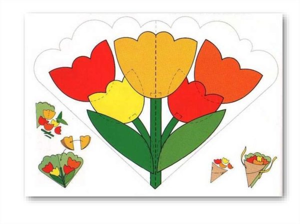 Открытка из цветной бумаги