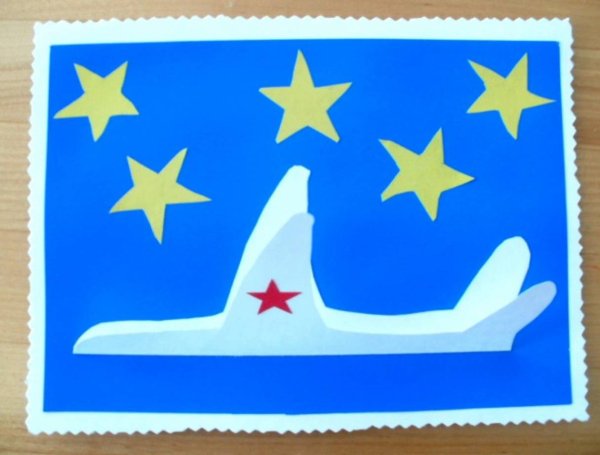 Открытка на 23 февраля аппликация