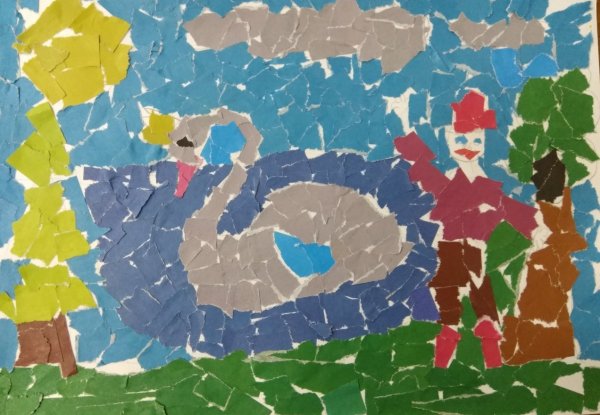 Аппликация из рваной бумаги