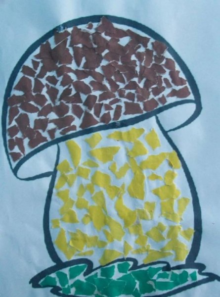 Аппликация грибы в средней группе