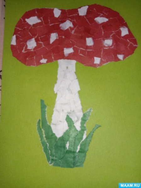 Грибы из обрывной бумаги