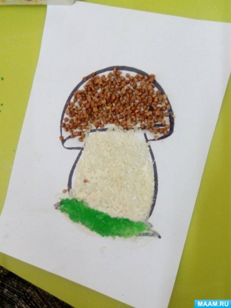 Аппликация грибы в младшей группе