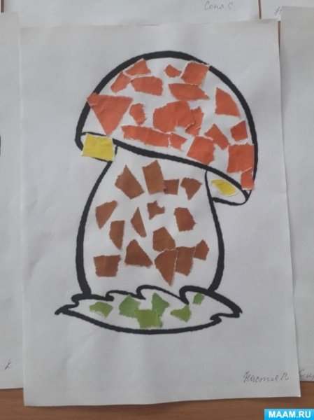 Обрывная аппликация грибы в старшей группе