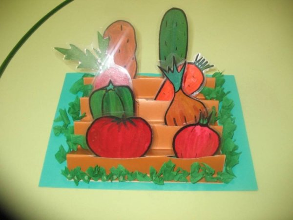 Аппликация овощи на грядке