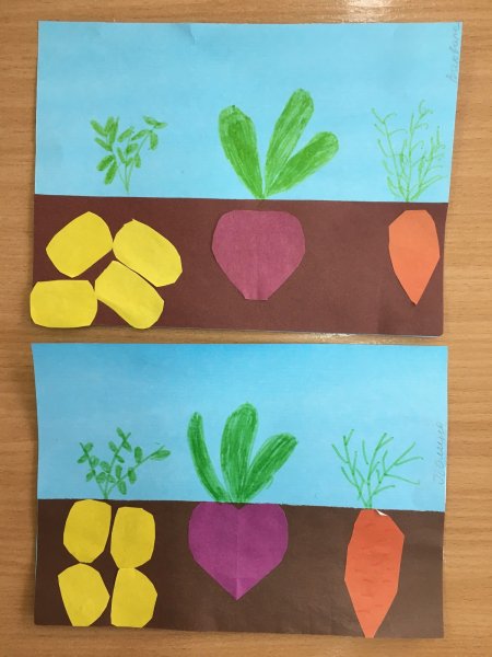 Аппликация овощи на грядке средняя группа