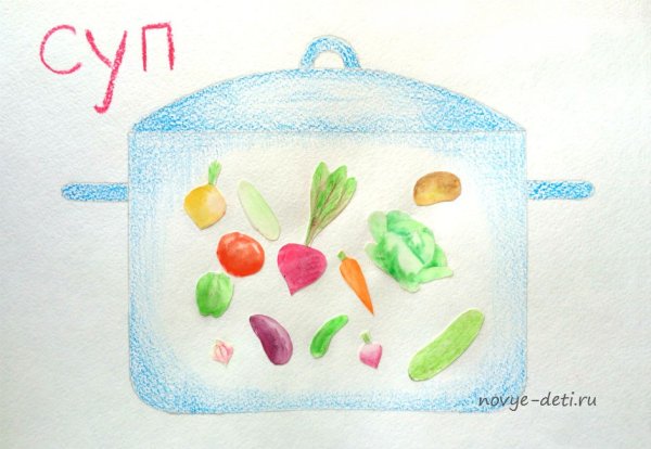 Рисование овощной суп в подготовительной группе