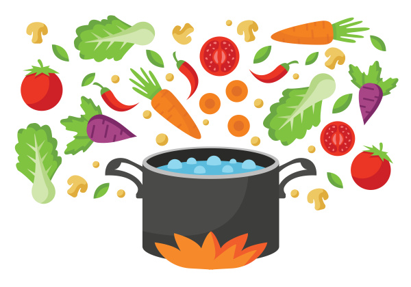 Кастрюля с овощами для детей