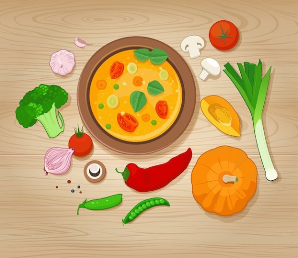 Овощной суп вектор