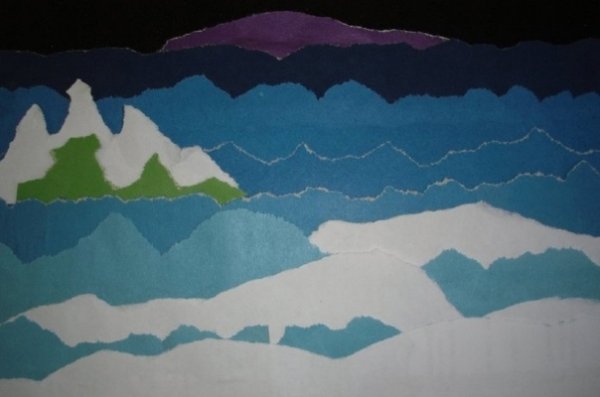 Пейзажная аппликация из бумаги