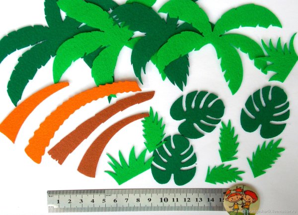 Листья пальмы из фетра