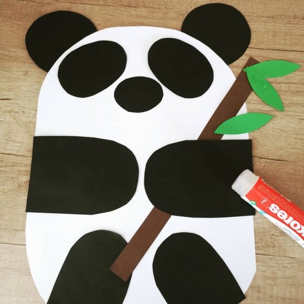 Панда аппликация из бумаги