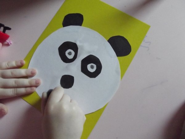 Панда из ватных дисков аппликация