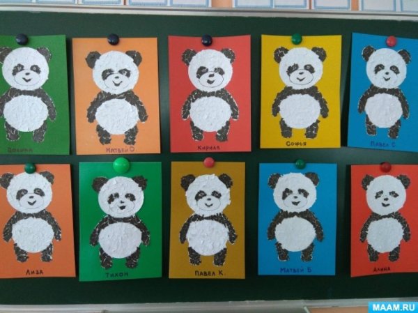 Аппликация Панда в подготовительной группе