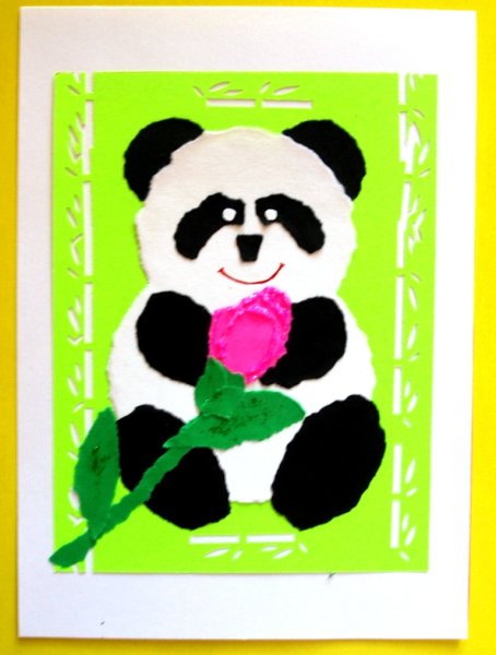 Панда аппликация из бумаги
