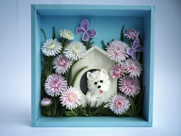 Панно из объемных цветов