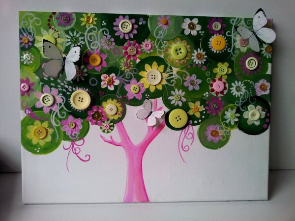 Аппликация дерево с пуговицами