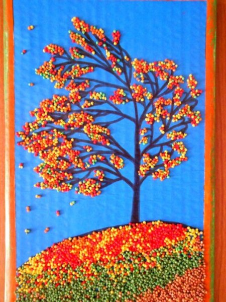 Осенние аппликации из круп