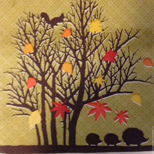 Аппликация из ткани осень