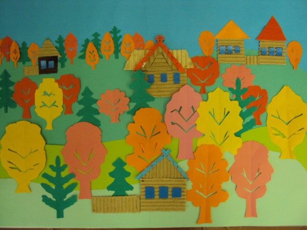 Аппликация из бумаги на тему осень