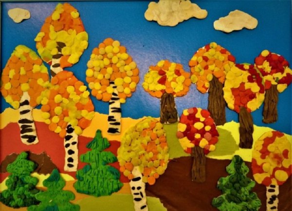 Лепка осенний лес в подготовительной группе