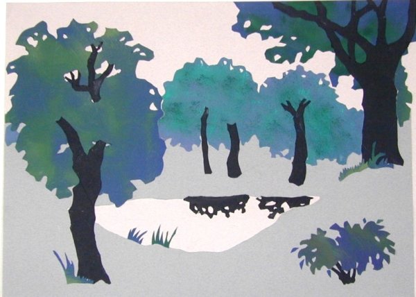 Пейзаж из цветной бумаги