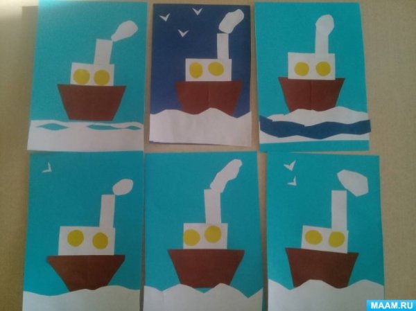 Аппликация пароход в подготовительной группе