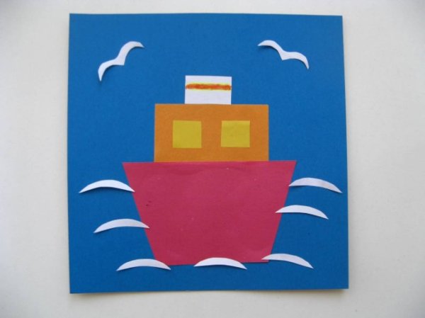 Аппликация пароход в старшей группе