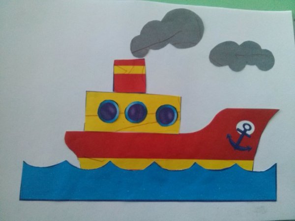 Аппликация пароход в старшей группе