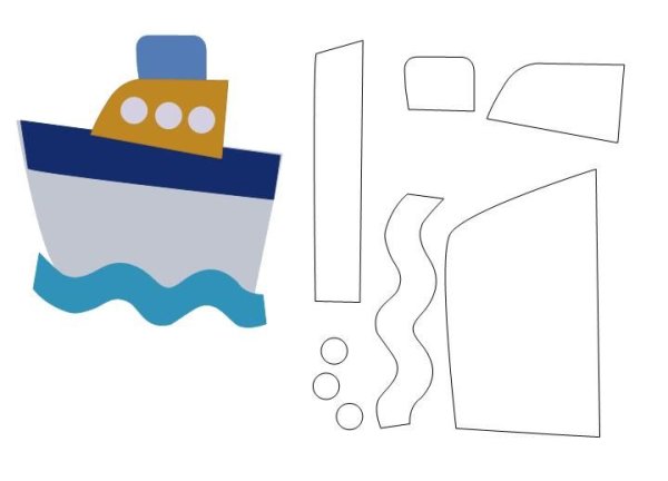 Заготовки кораблика для аппликации