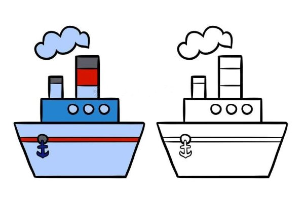 Пароход трафарет для детей