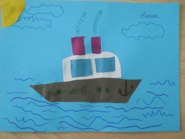 Аппликация пароход в старшей группе
