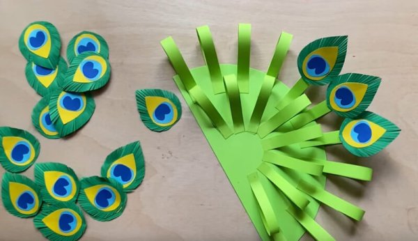 Павлин аппликация для детей
