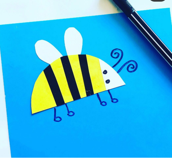 Аппликация пчела из цветной бумаги