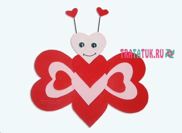 Аппликация из сердечек
