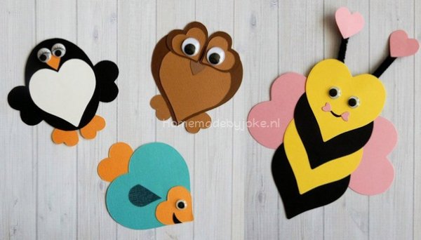 Пчёлка из сердечек поделка