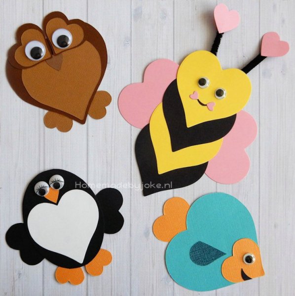 Аппликация из сердечек из бумаги для детей