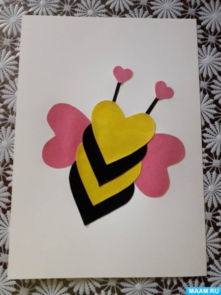 Пчела из сердечек аппликация для детей