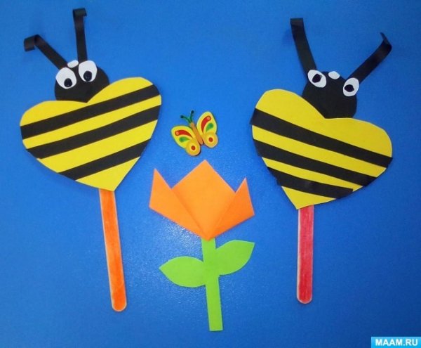 Пчелка из сердечек аппликация