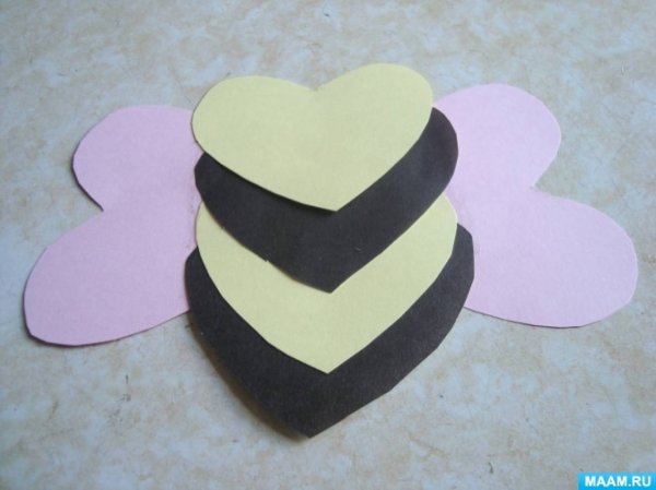 Пчела из сердечек аппликация для детей