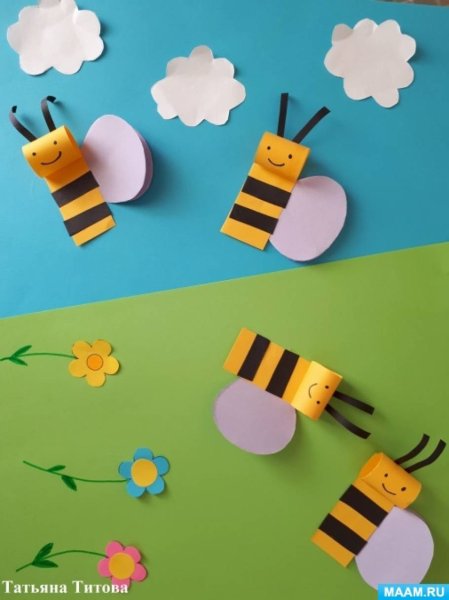 Пчела аппликация для детей младшая группа