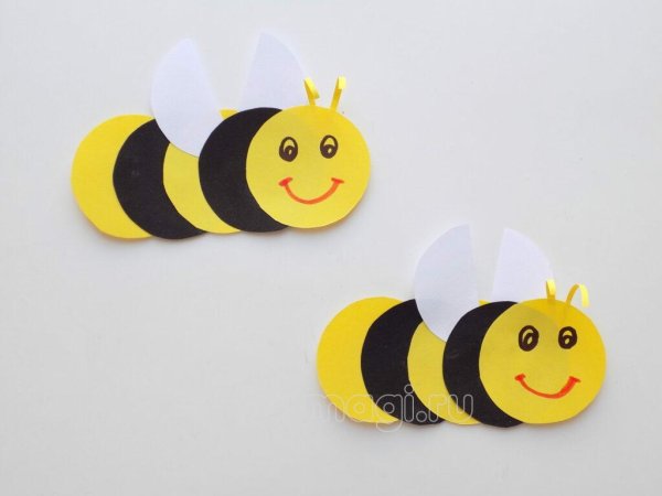 Аппликация пчёлка из цветной бумаги